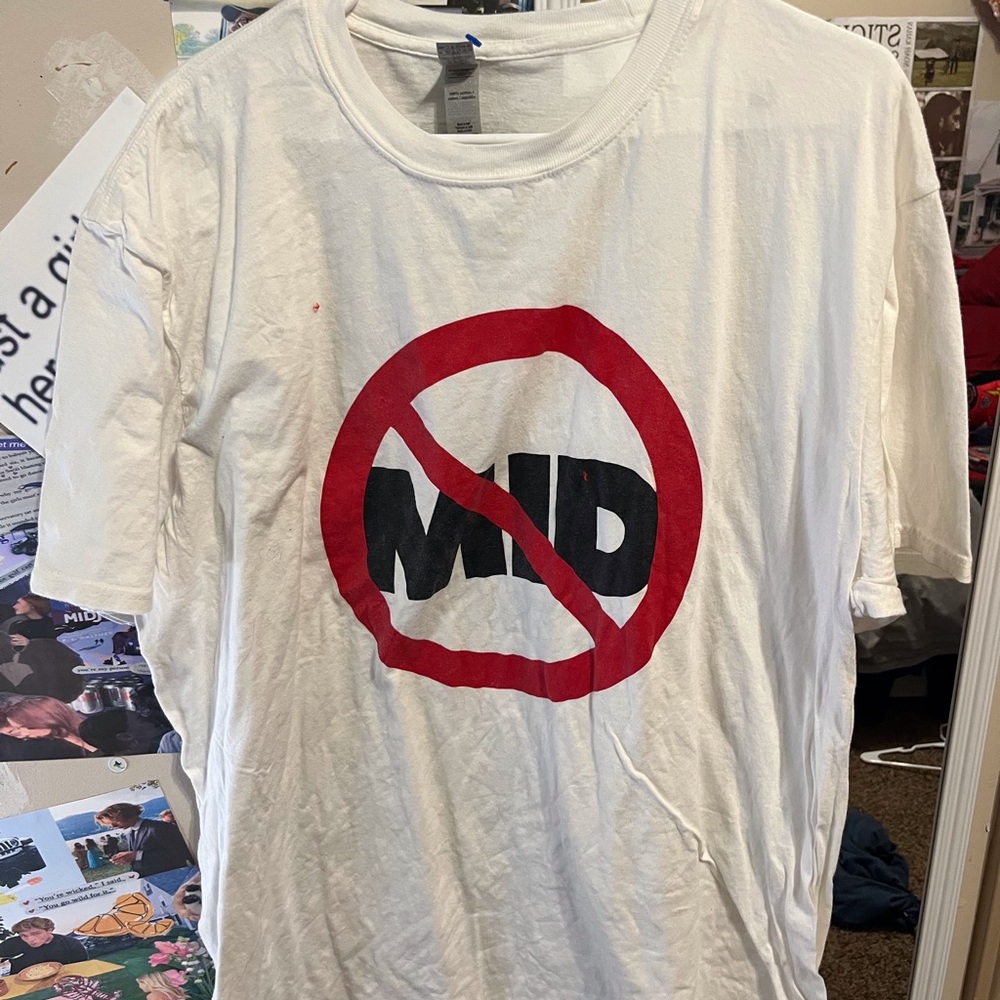 Gildan White Tee with Red and Black Graphic